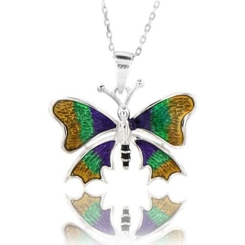 Butterfly Necklace 925 Sterling Silver Colorful Nature Charm Bridesmade Nature Lover Gift