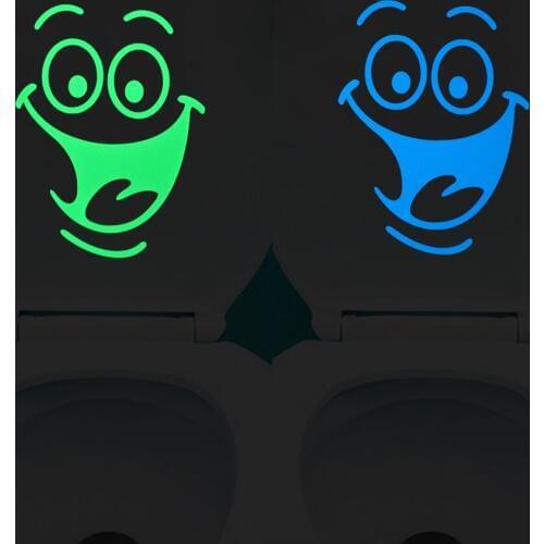 Funny Cartoon Big Mouth Smile Face Luminous Sticker Glow in the Dark Bathroom Sticker Wall Cabinet Laptop Toilet Sticker Decal