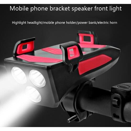 LED Bicycle Light Multifunctional Mobile Phone Holder Outdoor Riding Waterproof High-brightness Bicycle Front Light with Horn