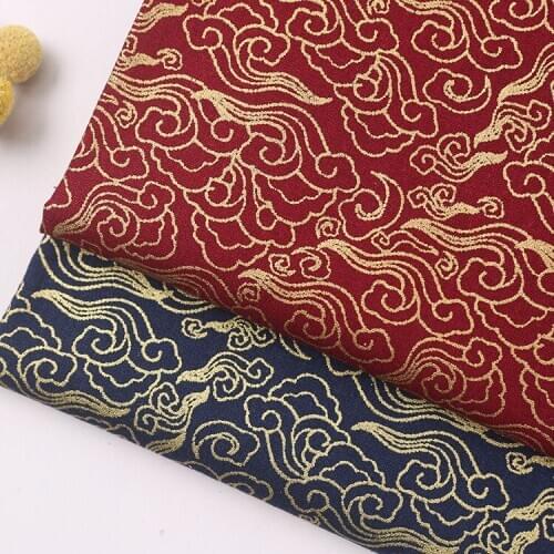 Red Navy Blue Japanese Style Fabric, Bronzing Cotton Fabric For Sewing Kimono Dolls & Bags Needlework Patchwork Cloth