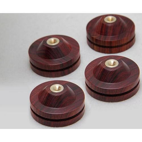 4pcs 33mm Rosewood thicker section HIFI audio amplifier shock spikes pad with Metal Contact point HD2 Amp cone speaker pad