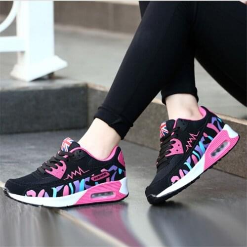 Women Running Sneakers Causal Lace-up Air Cushion Breathable Mesh Sport Shoes Ladies Gym Sneakers Basketball Trainer