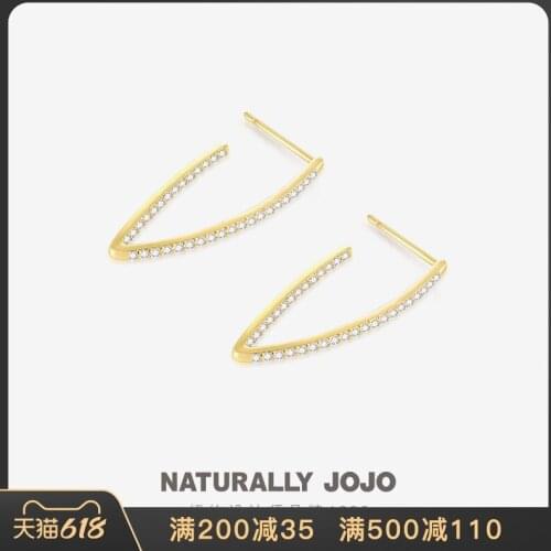 925 Silver Needle V-shaped Earrings Fashion High Sense Light Luxury Earrings Female Inlaid Zircon 14K
