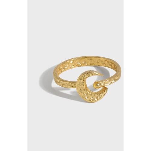 SHANICE S925 Sterling Silver Open Ring Minimalist wild moon texture Womens Ring Accessories Creative Female Jewelry Gifts