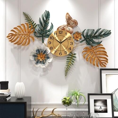 Gold Metal Wall Clock Art Living Room Nordic Creative Digital Wall Clock Modern Gold Silent Horloge Murale Home Decor DK50WC