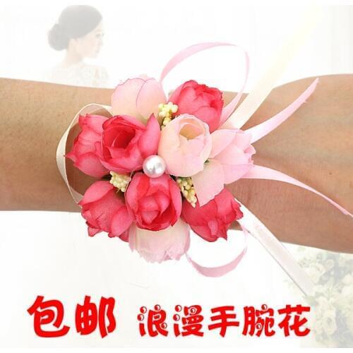 1 pcs Creative Wrist Flower Bridesmaid Sisters hand flowers Artificial Bride Flowers For Wedding Decoration Childrens bracelet