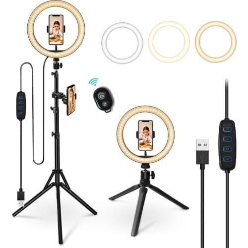6/10 inch Ring Led Light Tripod 50-210Cm Ring Selfie Lamp With Stand Phone Holder Photography Lighting For Youtube Makeup Light