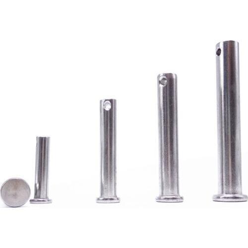 10pcs M4 stainless steel shaft flat head with hole pin bolt cylindrical pins 8mm-20mm length