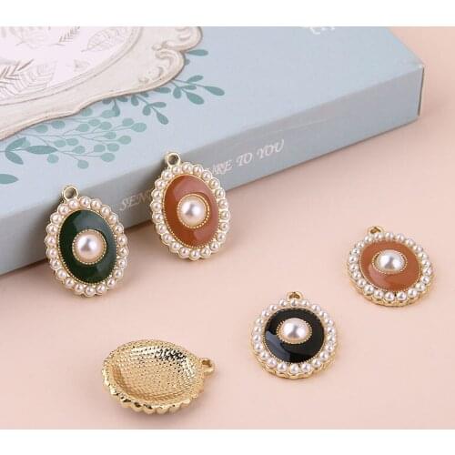 4pcs Classic Retro Palace Style Baroque Pearl Earrings For Women Oval ladies earrings vintage jewelry Pendant DIY accessories