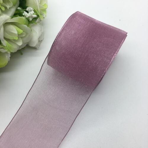 5 Yards/Lot 1-1/2" (38mm)Pale Mauve Organza Ribbon Bow Hair Wedding Decoration Lace Crafts