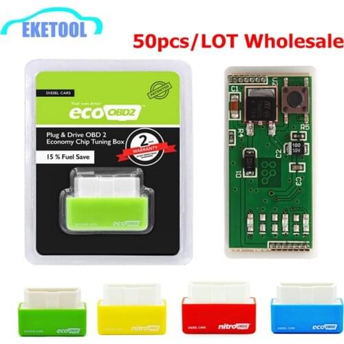 50pcs Wholesale NitroOBD2 ECU Chip Tuning Box Benzine Diesel Cars More Power/Torque EcoOBD2 Save Fule Nitro OBD2 ECU Interface
