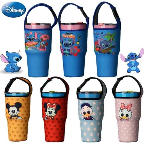 900ML Diseny Stitch Mickey Ice Cup Water Bottle Cover Sleeve Bag Case Pouch Portable Cup Sport Camping Accessories Shipping Free