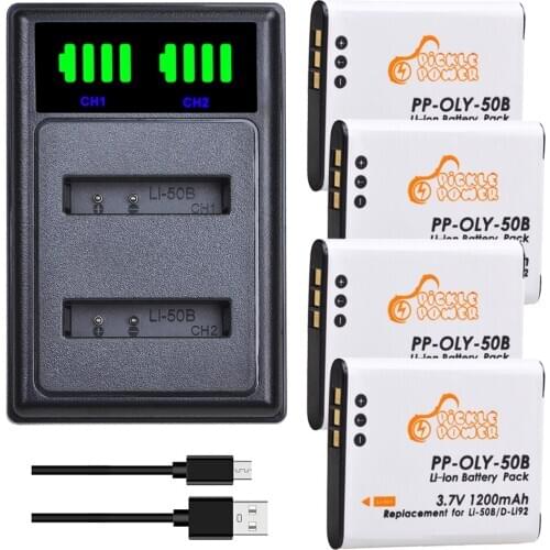 Li-50B Battery 1200mAh Li50B Li 50B Camera Battery Charger Kits for Olympus u6010 u6020 u9010 SZ14 Pentax XZ-1 SP-800UZ D-Li92