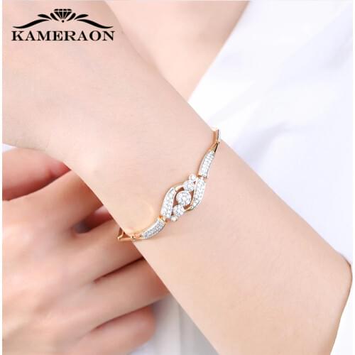 Kameraon kpop Accessories Stone Double Folding Buckle Womens Bracelets Shiny AAAAA CZ Crystal Friendship Gifts Jewelry