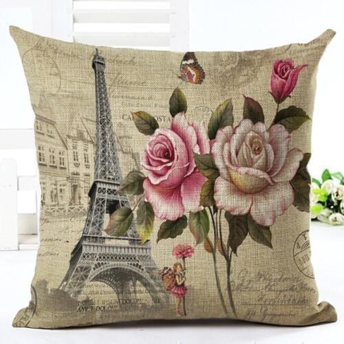 New High Quality Vintage Style Flowers New Home Decorative Cushion Seat Throw Pillow Square Cojines Cotton Linen Almofadas