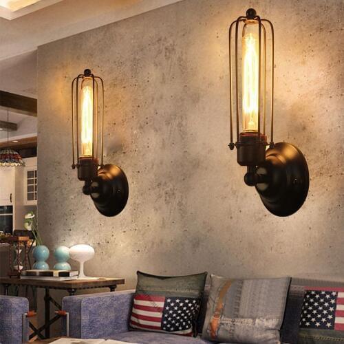 Long Cage Shade Modern Metal Vintage Retro Industrial Ceiling Wall Light Lamp E27 LED Wall Light Ceiling Wall Lamp Led Indoor