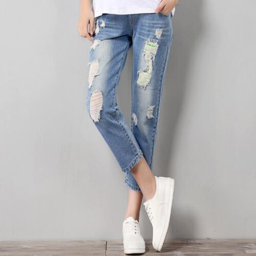 4XL Ripped Vintage Maternity Jeans Fashion Plus Size Hole Denim Cotton Trousers Pregnant Women Clothing Pregnancy clothes 2021