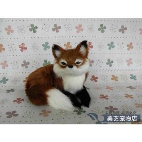 Simulation small fox 16x11x13cm toy model polyethylene&furs fox model home decoration props ,model gift d106
