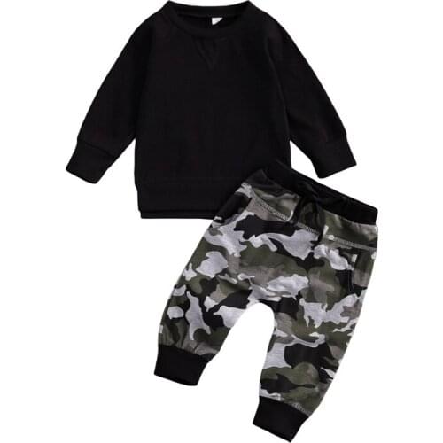 2021 Baby Boys Clothes Set Autumn Newborn Baby Clothing Long Sleeve Tops+Camouflage Pants 2pcs Infant Sport Suit