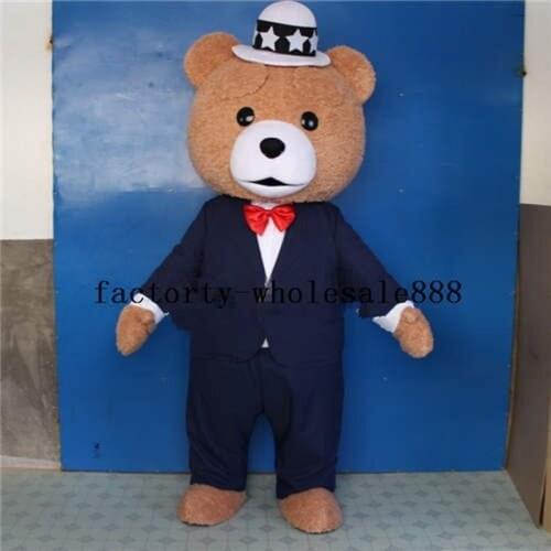 Advertising Teddy Bear TED Mascot Costume Suits Fancy Dress Adults Size Hot Fursuit Cartoon Outfits Carnival Halloween Xmas