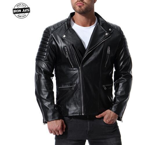 IRON JIAS Leather Motorcycle Jacket Waterproof Rainproof Urban Casual Moto Motocross Clothes Mens Motorbike Riding Jacket