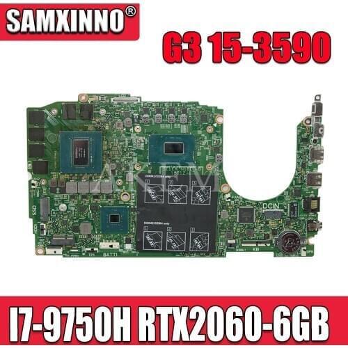 Laptop motherboard For DELL Inspiron G3 15-3590 original mainboard I7-9750H RTX2060-6GB