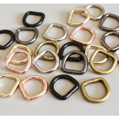 100 Pcs/Lot Metal D-shaped Buckle For 15mm Webbing Environmental Semicircle Button Dee Ring Dog Collar Bags Accessories 6 color