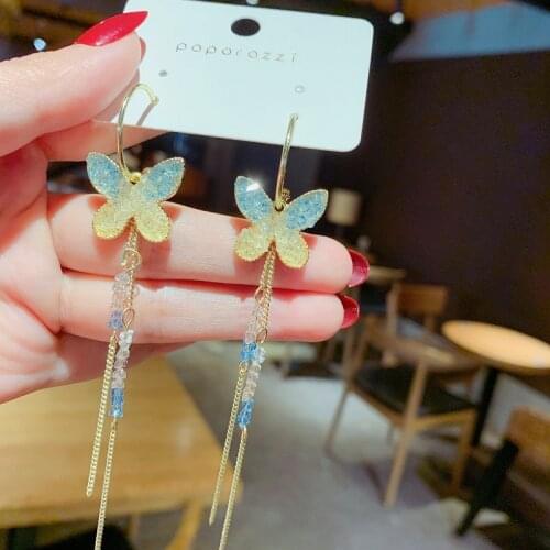 Fashion Butterfly Tassel Drop Earrings For Women Vintage Jewelry Modern Party Wedding Bridal Accessories Trendy Dangle Earrings