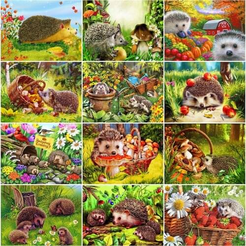 MomoArt Diamond Mosaic Animal New Arrival 5D Diamond Painting Hedgehog Full Drill Square Embroidery Spring Cross Stitch Wall Art