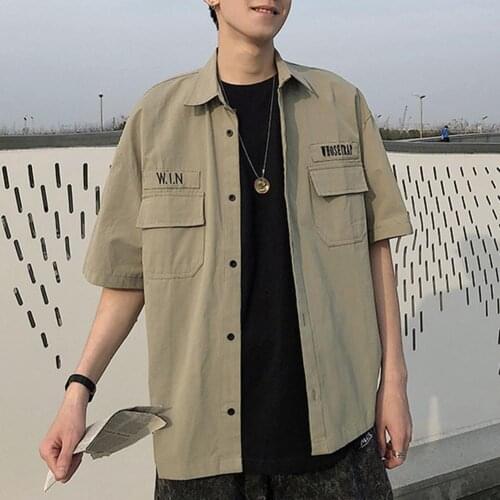 2020 Summer Fashion All-match Shirt Men Short Sleeve Tooling Shirt Turn-Down Collar Men Loose Casual Top Workwear