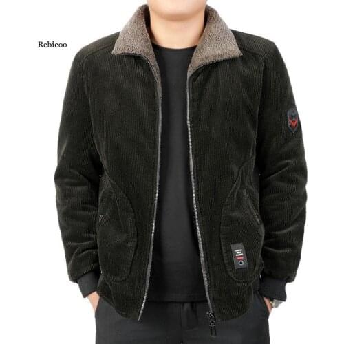 Mens Winter Bomber Jacket Fashion Corduroy Cotton Warm Padded Coats Casual Outwear Thermal Jackets Mens Clothing