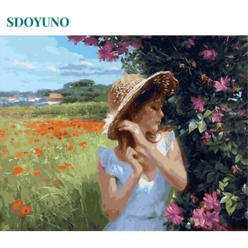 SDOYUNO Frameless Painting By Numbers On Canvas DIY Women 60X75cm Drawing By Number Canvas Painting Kits Gift Home Decor