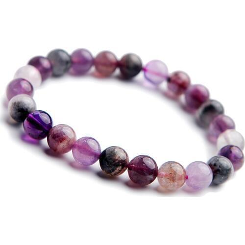 Newly Natural Colorful Auralite 23 Cacoxenite Crystal Round Beads Bracelet 8mm Women Reiki Stone Canada Rarest Bracelet AAAAA