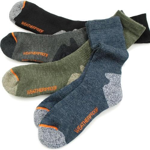 Mens Merino Wool Fleece sock Woolen Thermal Warm Winter Athletics Breathable Socks For Male 41-46