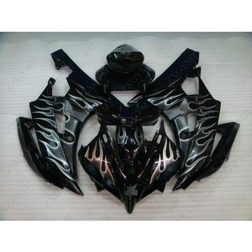 Fairings for YAMAHA YZFR6 2006 - 2007 Silvery Black Flame Fairing YZF R6 07 Motorcycle Fairing YZF R6 2006