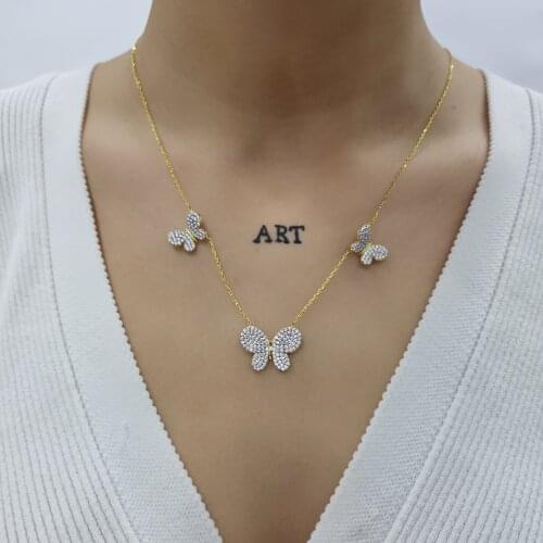 Multi Piece Zircon Stone Butterfly Handmade Necklace For Women Girls Valentines Day Fashion Jewelry Elegant