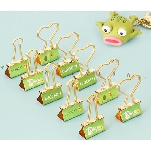 TUTU 6pcs /box Fashion Gold Avocado Season Fruit Binder Clip Metal Binder Clips Photos Tickets Notes Letter Paper Clip H0327