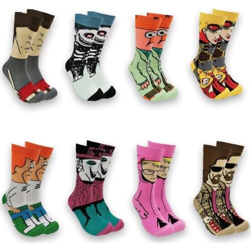 A Pair of Anime Cartoon Street Style Hip-Hop Personality Novelty Khmer Quality Warm Mens and Womens Socks in the Tube Socks