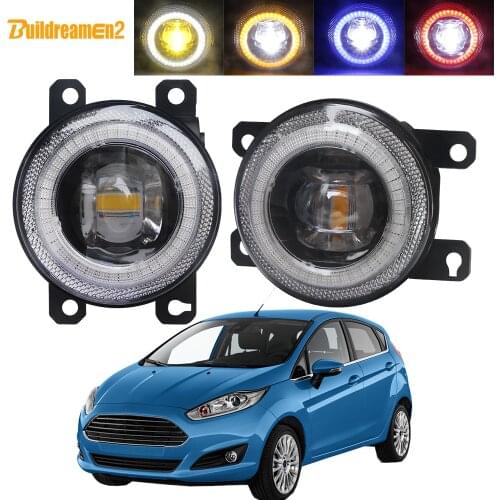Car Front Bumper Fog Light Assembly LED Lens Angel Eye DRL Daytime Running Lamp 30W 8000LM 12V For Ford Fiesta 2001-2015