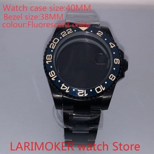 Suitable for Mingzhu 8215 40mm sapphire glass 904L stainless steel case sealing bottom cover, with bezel fluorescent clour