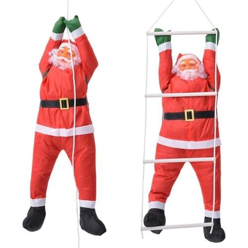 Christmas Pendant Ladder Rope Climbing Santa Claus Hanging Doll New Year Xmas Tree Fireplace Home Decoration