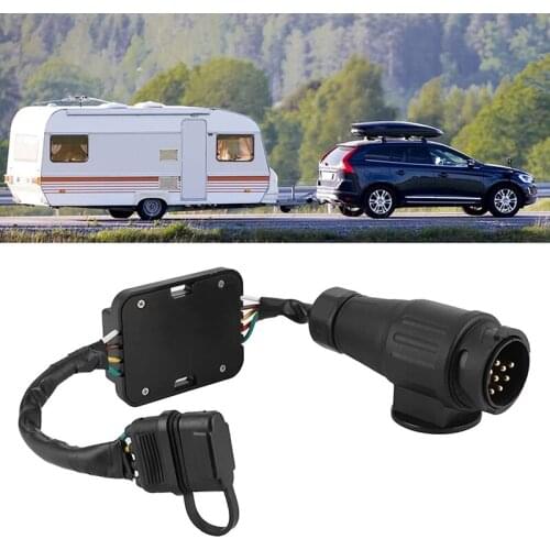 Trailer Light Converter European Round 13-Pin Connector to US 4-Pin Flat Plug