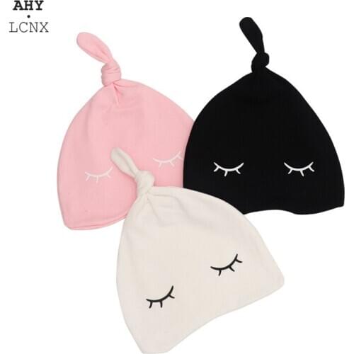 Autumn Spring Cotton Baby Hat Eye Squint Knotted Boys Girls Cap Newborn Infant Sleeping Hats Beanies Autumn Winter Bonnet Caps