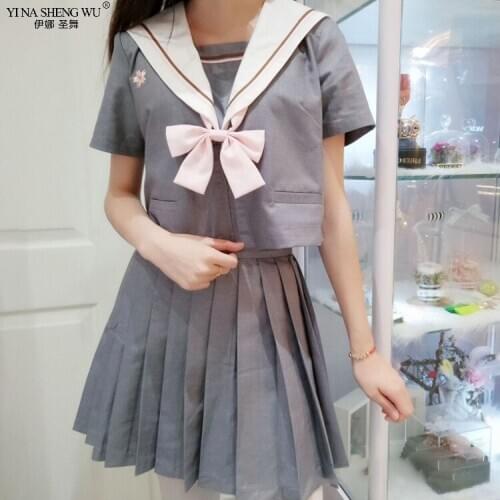 Japanese Korean Style School JK Uniform Girls Sakura Embroideried 2020 Spring High School Women Novelty Sailor Suits Uniforms