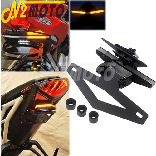LED Motorcycle Black Fender Eliminator Kit w/ License Plate Light Bracket For Aprilia RSV4 1100 Factory APRC R Tuono V4 1100