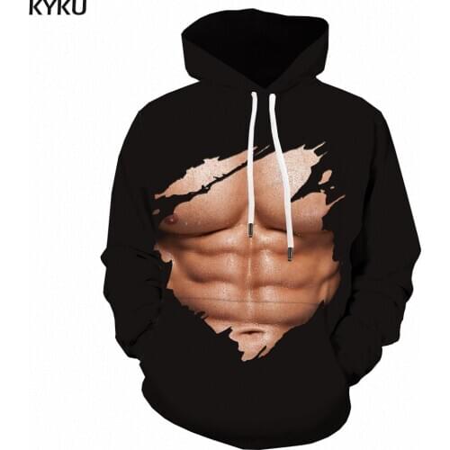 3d Hoodies Muscle Hoodie Men Abdominal Muscles 3d Printed Black Hoody Anime Long Sleeve Hip Hop Casual Fashion Man