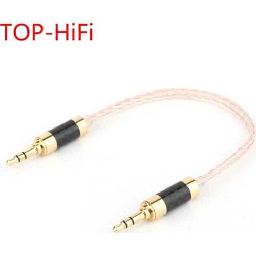 TOP-HiFi DIY 3.5mm Stereo 3pole Male to Male OCC Single Crystal Copper Silver Mixed Audio Adapter Cable for Amplifier Player