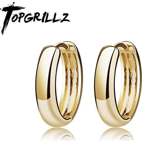 TOPGRILLZ 2021 New 14-30mm Girls Earrings Simple Design Gold Plated Big Hoop Earrings Fashion Charm Jewelry Party Accessories