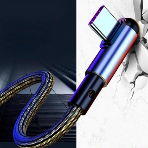 5A Fast Charging Elbow Nylon Braided USB Data Cable For Huawei Xiaomi Samsung Type C Charger Line Cable Dropshipping