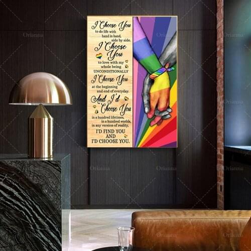 Hold Hands With Lovers- I Choose You Poster Vertical Poster, Modern Home Decoration Abstract Wall Art Oil Painting Canvas Gift